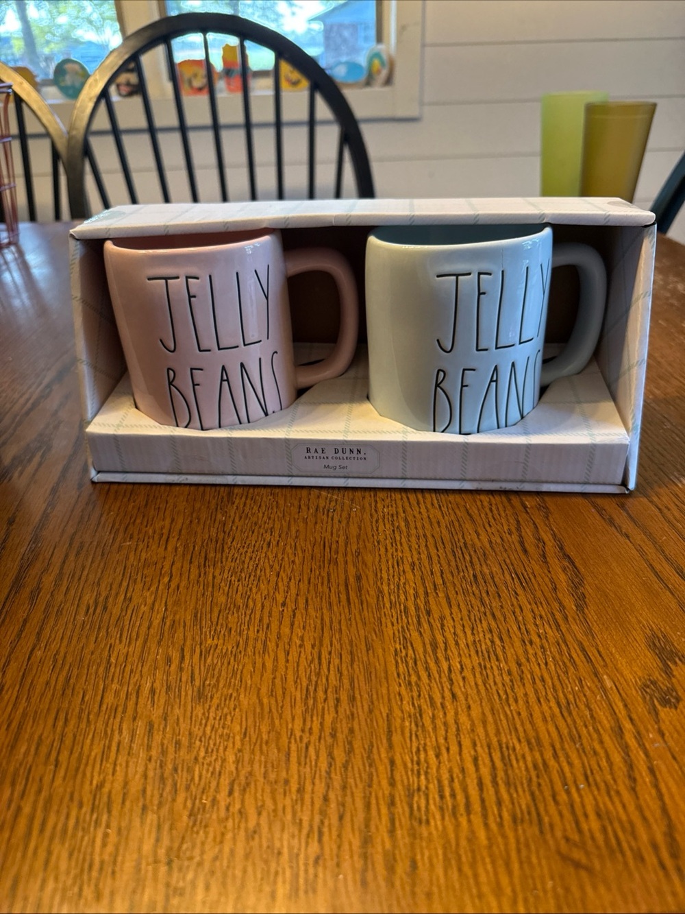 Rae Dunn Jelly Beans Mug Set - Pink & Light Blue